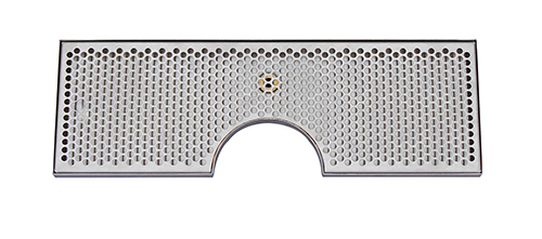 24" x 8"- 6" DIA CUT-OUT BRUSHED SS DRIP TRAY WITH DRAIN