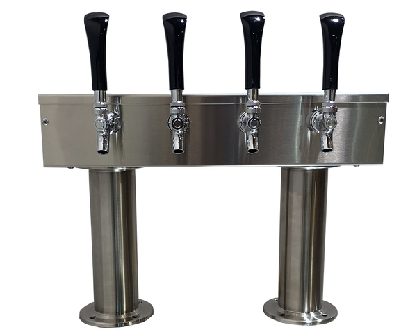 4 TAP BRUSHED SS[3"D]13"CTR DBL PED T-TOWER AIR COOLED