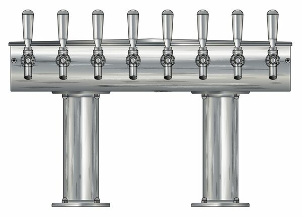 8 TAP BRUSHED SS[3"D]12"CTR DBL PED T-TOWER AIR COOLED