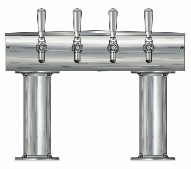 4 TAP BRUSHED SS[3"D]13"CTR DBL PED T-TOWER AIR COOLED