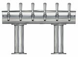 6 TAP BRUSHED SS[3"D]13"CTR DBL PED T-TOWER AIR COOLED
