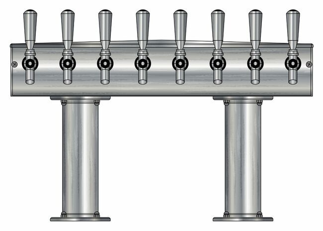 8 TAP BRUSHED SS[3"D]13"CTR DBL PED T-TOWER AIR COOLED