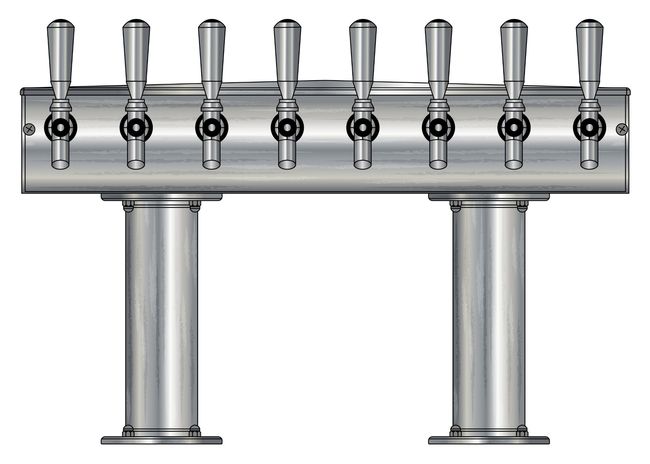 8 TAP BRUSHED SS[3"D]13"CTR DBL PED T-TOWER AIR COOLED