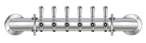6 TAP POLISHED SS RAIL WALL MT TOWER CLD