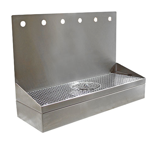 12H(4"OC)48" BRUSHED SS WALL MT SPRAY DRIP TRAY-17"H