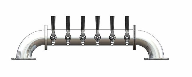 6 TAP 3" DIA. POLISHED SS LOW BRIDGE TOWER GLYCOL COOLED