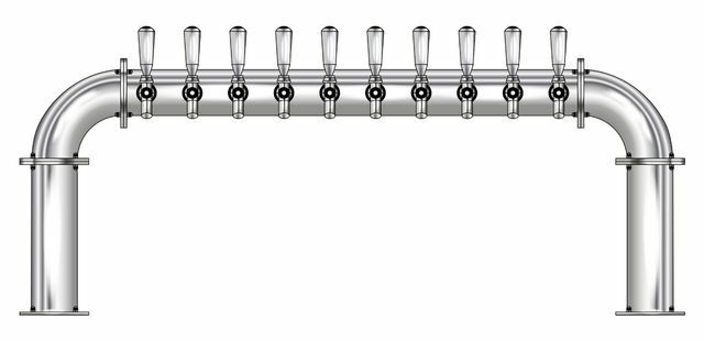 10 TAP 3" DIA. POLISHED SS BRIDGE TOWER GLYCOL COOLED