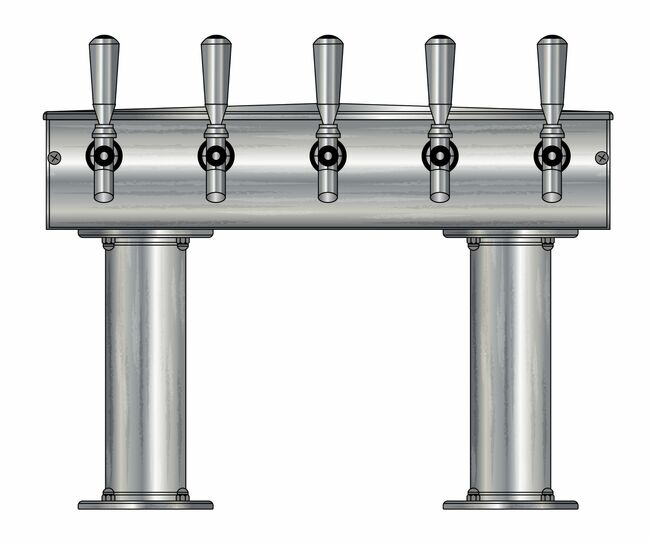 5 TAP BRUSHED SS[3"D]12"CTR DBL PED T-TOWER AIR COOLED