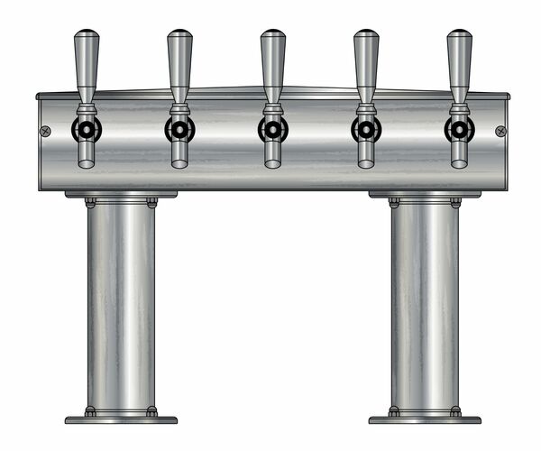 5 TAP BRUSHED SS[3"D]12"CTR DBL PED T-TOWER AIR COOLED
