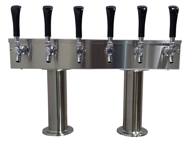 6 TAP BRUSHED SS[3"D]12"CTR DBL PED T-TOWER AIR COOLED