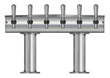 6 TAP BRUSHED SS[3"D]12"CTR DBL PED T-TOWER AIR COOLED