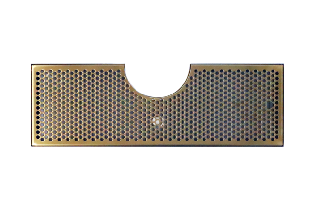 24" x 8" (6"c/o)BRUSHED SS-PVD BRASS DRIP TRAY WITH DRAIN