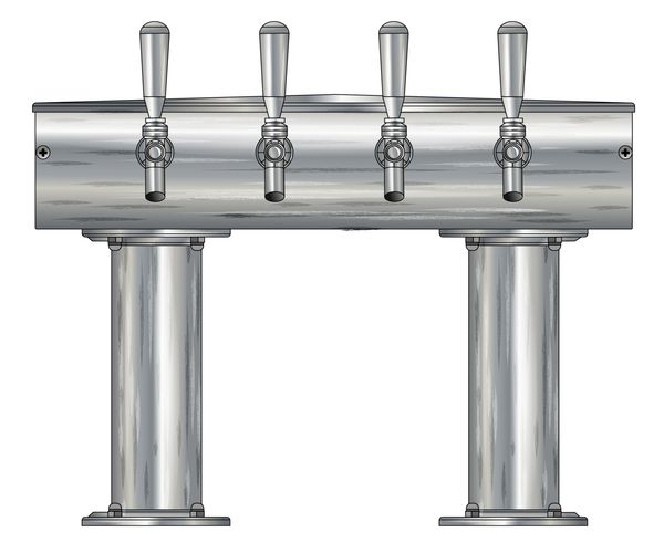 4 TAP BRUSHED SS[3"D]12"CTR DBL PED T-TOWER AIR COOLED
