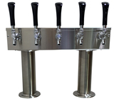 5 TAP BRUSHED SS[3"D]12"CTR DBL PED T-TOWER AIR COOLED