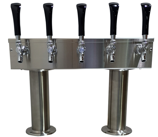 5 TAP BRUSHED SS[3"D]12"CTR DBL PED T-TOWER AIR COOLED