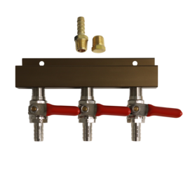 3 WAY GAS DISTRIBUTOR-3/8" BARB INLET