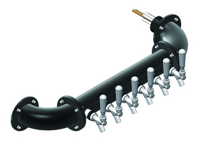 6 TAP(3"OC) MATTE BLACK WALL MT. RAIL TOWER GLYCOL COOLED