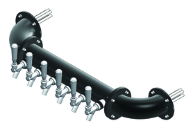 6 TAP(3"OC) MATTE BLACK WALL MT. RAIL TOWER AIR COOLED