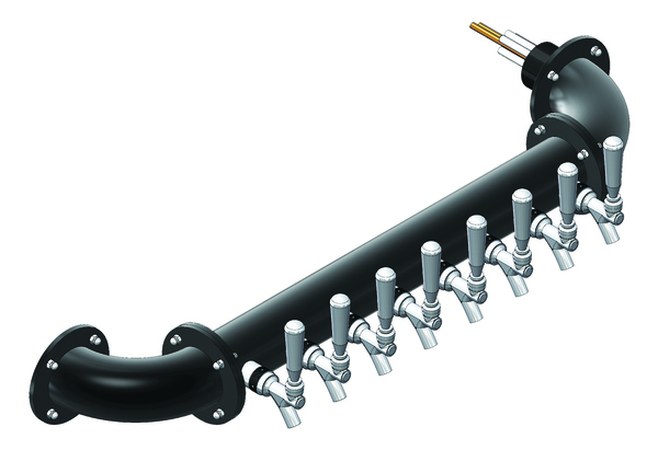 8 TAP(3"OC) MATTE BLACK WALL MT. RAIL TOWER GLYCOL COOLED
