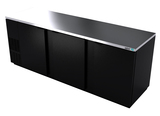 ASBER 94" 3-DOOR BLACK BACK BAR