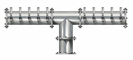 10 TAP BRUSHED SS 6" Dia. EAGLE "T" TOWER GLYCOL COOLED
