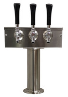 3 TAP BRUSHED SS 3" DIA. PEDESTAL "T" TOWER GLYCOL COOLED