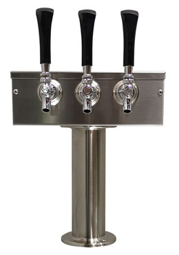 3 TAP BRUSHED SS 3" DIA. PEDESTAL "T" TOWER GLYCOL COOLED