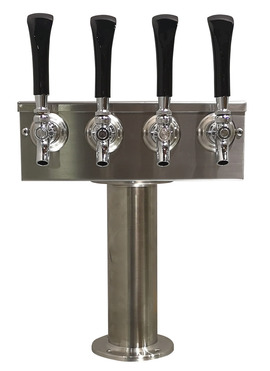 4 TAP BRUSHED SS 3" DIA. PEDESTAL "T" TOWER GLYCOL COOLED