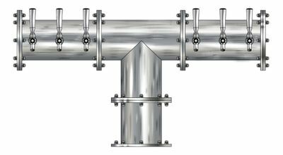 6 TAP BRUSHED SS 6" Dia. EAGLE "T" TOWER GLYCOL COOLED