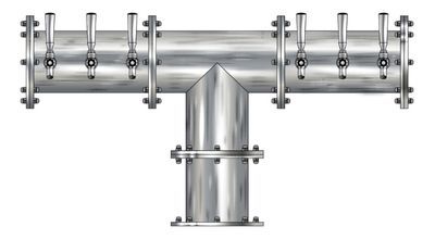 6 TAP BRUSHED SS 6" Dia. EAGLE "T" TOWER GLYCOL COOLED