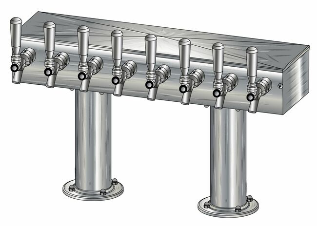 10 TAP BRUSHED SS[3"D]12"CTR DBL PED T-TOWER AIR COOLED