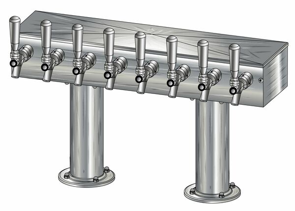 10 TAP BRUSHED SS[3"D]12"CTR DBL PED T-TOWER AIR COOLED