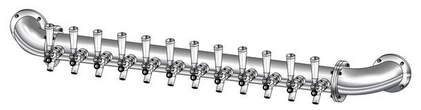 12 TAP BRUSHED SS RAIL WALL MT TOWER AIR