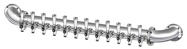 12 TAP BRUSHED SS RAIL WALL MT TOWER AIR
