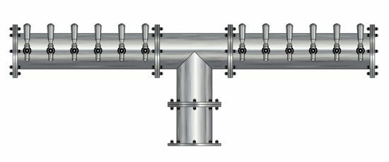 12 TAP BRUSHED SS 6" Dia. EAGLE "T" TOWER GLYCOL COOLED