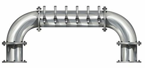 6 TAP BRUSHED SS 6" Dia. GOLDEN GATE "U" TOWER GLYCOL COOLED