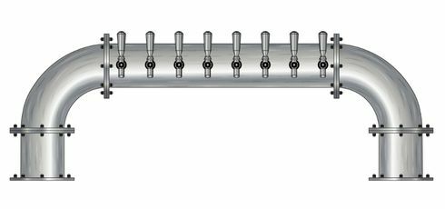 8 TAP BRUSHED SS 6" Dia. GOLDEN GATE "U" TOWER GLYCOL COOLED