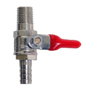 METAL 1/4" NPT x 5/16" BARB SHUT-OFF W/CHECK VALVE