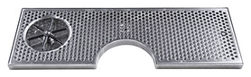 34" x 8"- 6" DIA CUT-OUT BRUSHED SS SPRAY DRIP TRAY