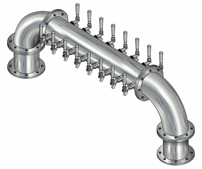 16 TAP BRUSHED SS 6" Dia(8+8) DBL SERV GOLDEN GATE TOWER CLD