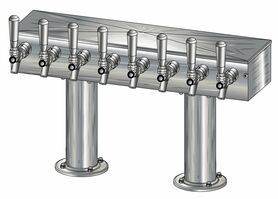 8 TAP BRUSHED SS[3"D]12"CTR DBL PED T-TOWER AIR COOLED