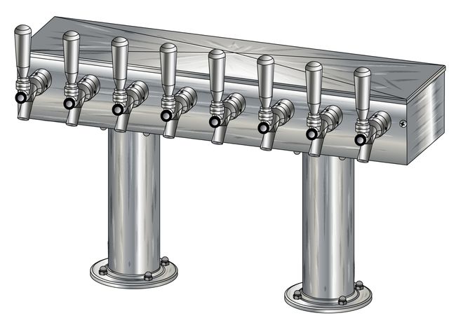 8 TAP BRUSHED SS[3"D]12"CTR DBL PED T-TOWER AIR COOLED
