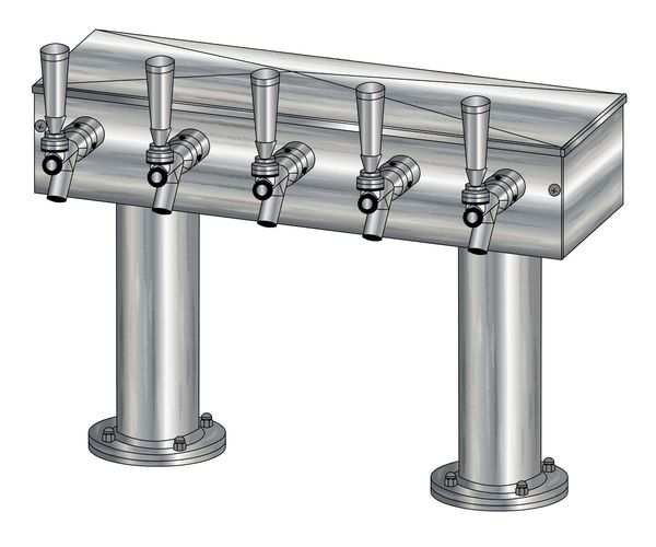 5 TAP BRUSHED SS[3"D]12"CTR DBL PED T-TOWER AIR COOLED