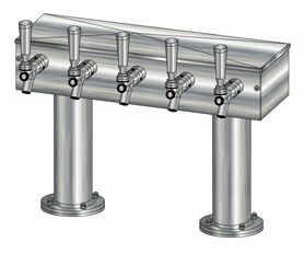 5 TAP BRUSHED SS[3"D]12"CTR DBL PED T-TOWER AIR COOLED