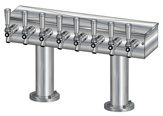 8 TAP BRUSHED SS[3"D]13"CTR DBL PED T-TOWER AIR COOLED