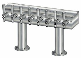 8 TAP BRUSHED SS[3"D]13"CTR DBL PED T-TOWER AIR COOLED