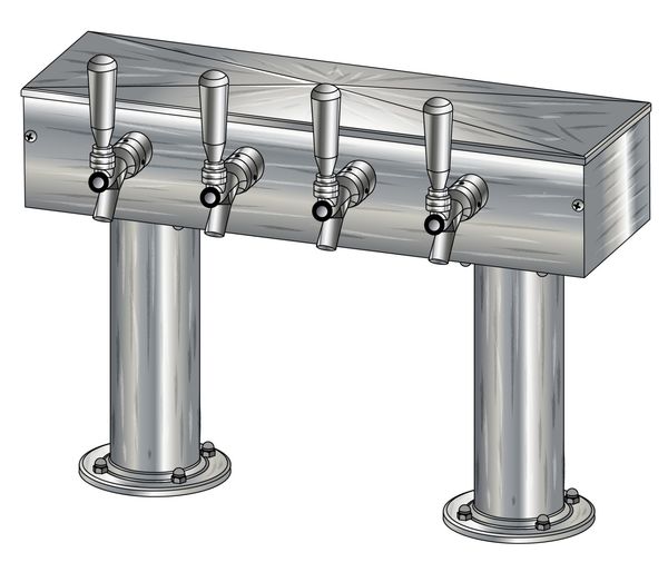 4 TAP BRUSHED SS[3"D]13"CTR DBL PED T-TOWER AIR COOLED