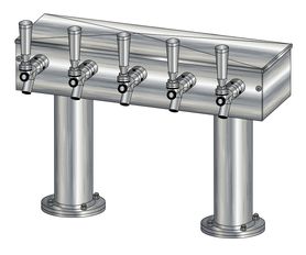 5 TAP BRUSHED SS[3"D]13"CTR DBL PED T-TOWER AIR COOLED