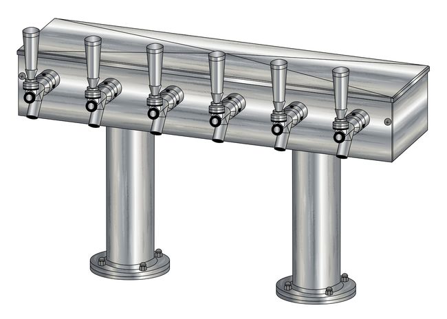 6 TAP BRUSHED SS[3"D]13"CTR DBL PED T-TOWER AIR COOLED